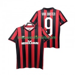 AC Milan Heren Shirt met Bedrukking VAN BASTEN 9 1990 1991 Retro Thuis Korte Mouw