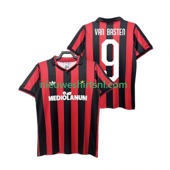 AC Milan Heren Shirt met Bedrukking VAN BASTEN 9 1990 1991 Retro Thuis Korte Mouw