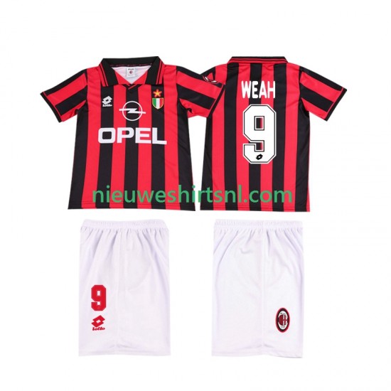 AC Milan Kind Shirt met Bedrukking WEAH 9 1996 1997 Retro Thuis Korte Mouw