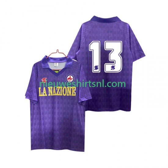 Fiorentina Heren Shirt met Bedrukking 13 1989 1990 Retro Thuis Korte Mouw