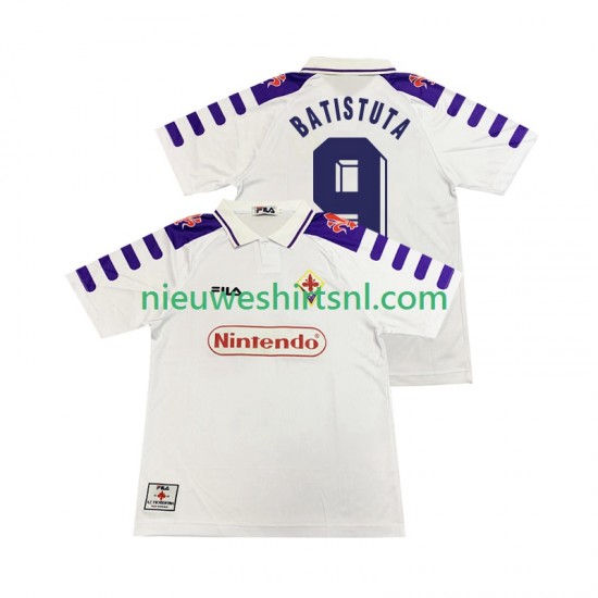 Fiorentina Heren Shirt met Bedrukking BASTUTA 9 1998 Retro Uit 1999 Korte Mouw