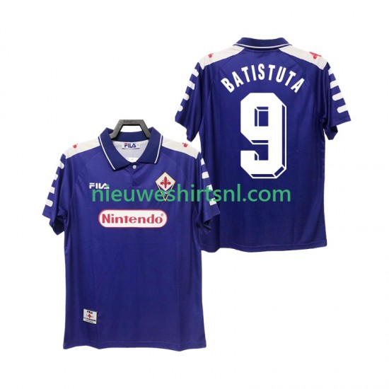 Fiorentina Heren Shirt met Bedrukking BASTUTA 9 1998 Retro Thuis 1999 Korte Mouw