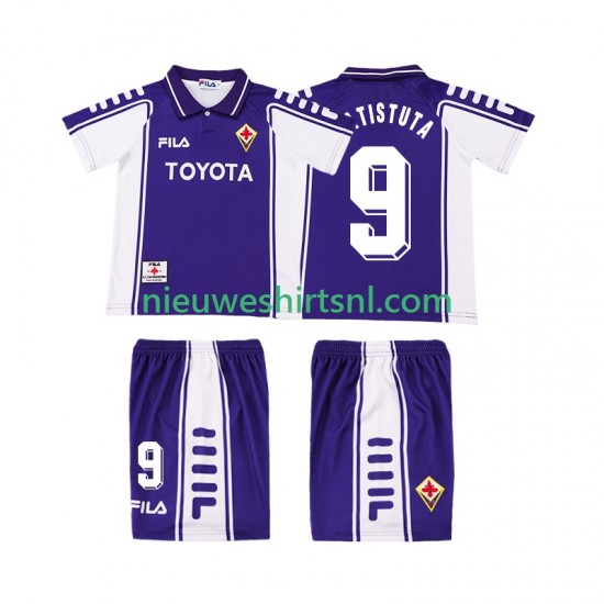 Fiorentina Kind Shirt met Bedrukking BASTUTA 9 2000 Retro Thuis 1999 Korte Mouw