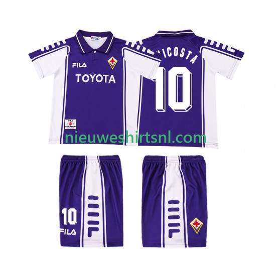 Fiorentina Kind Shirt met Bedrukking RUI COSTA 10 2000 Retro Thuis 1999 Korte Mouw