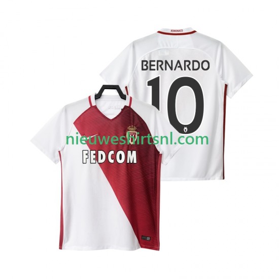 AS Monaco Heren Shirt met Bedrukking BERNARDO 10 2016 2017 Thuis Korte Mouw