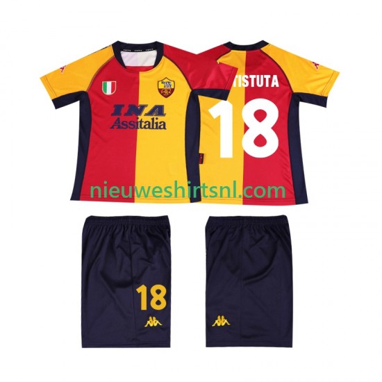AS Roma Kind Shirt met Bedrukking BATISTUTA 18 2001 Retro Thuis Korte Mouw