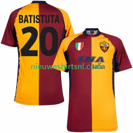 AS Roma Heren Shirt met Bedrukking Batistuta 20 2000 2001 Retro Thuis Korte Mouw