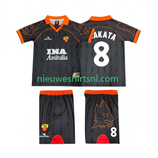 AS Roma Kind Shirt met Bedrukking NAKATA 8 2000 Retro Uit 1999 Korte Mouw