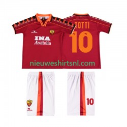 AS Roma Kind Shirt met Bedrukking TOTTI 10 1998 Retro Thuis 1999 Korte Mouw