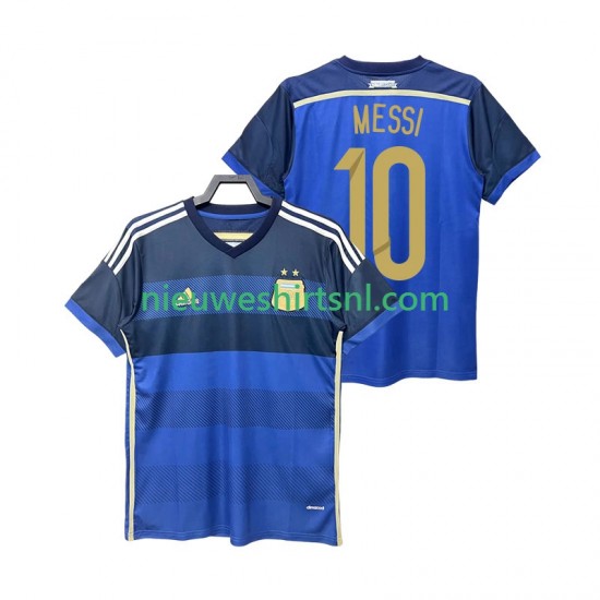 Argentinië Heren Shirt met Bedrukking Lionel Messi 10 2014 Retro Uit Korte Mouw