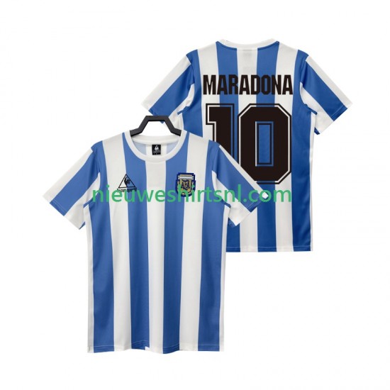 Argentinië Heren Shirt met Bedrukking MARADONA 10 1986 Retro Thuis Korte Mouw