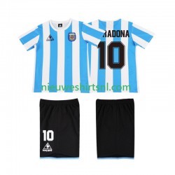 Argentinië Kind Shirt met Bedrukking MARADONA 10 1986 Retro Thuis Korte Mouw