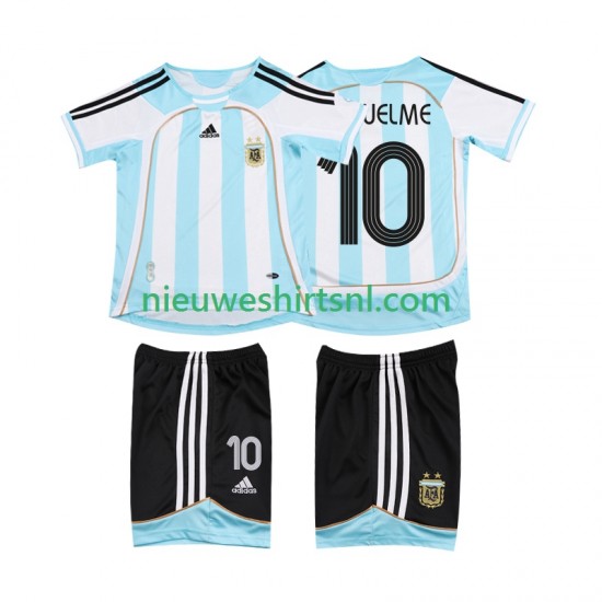 Argentinië Kind Shirt met Bedrukking RIQUELME 10 2007 Retro Thuis 2006 Korte Mouw