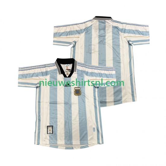 Argentinië Heren Shirt met Bedrukking 1998 Retro Thuis Korte Mouw