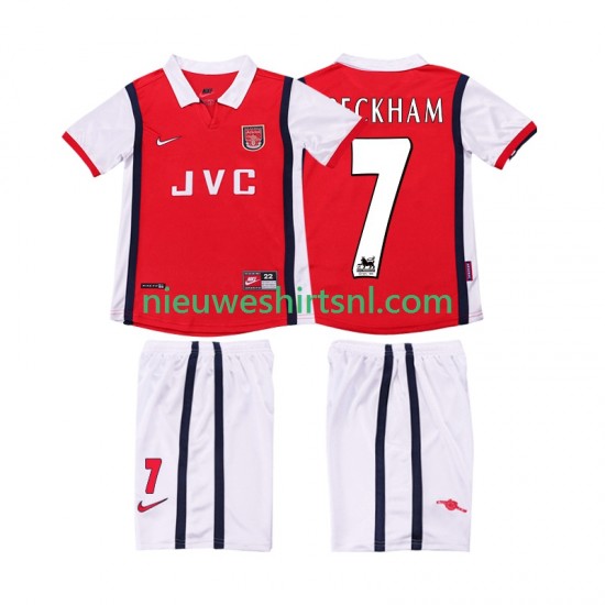 Arsenal Kind Shirt met Bedrukking BECKHAM 7 1998 Retro Thuis 1999 Korte Mouw