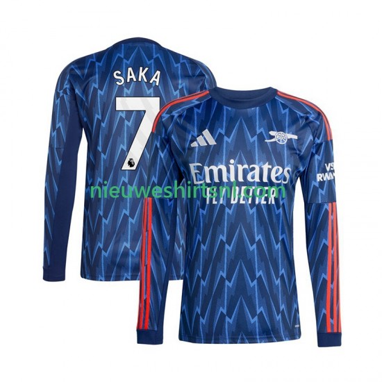 Arsenal Heren Shirt met Bedrukking Bukayo Saka 7 Uit 2025-2026 Lange Mouw