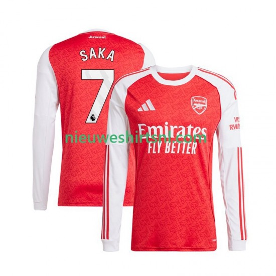 Arsenal Heren Shirt met Bedrukking Bukayo Saka 7 Thuis 2025-2026 Lange Mouw