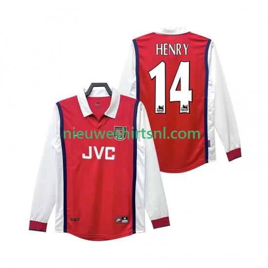 Arsenal Heren Shirt met Bedrukking Henry 14 1998 Retro Thuis 1999 Lange Mouw