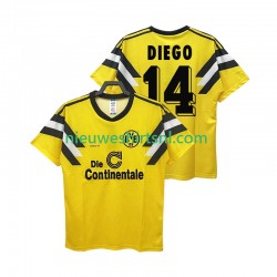 Borussia Dortmund Heren Shirt met Bedrukking DIEGO 14 DFB-POKAL 1989 Retro Thuis Korte Mouw