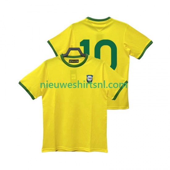 Brazilië Heren Shirt met Bedrukking 10 1970 Retro Thuis Korte Mouw