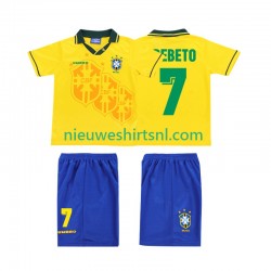 Brazilië Kind Shirt met Bedrukking BEBETO 7 Retro Thuis 1994 Korte Mouw
