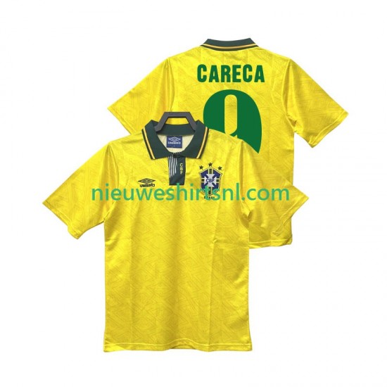 Brazilië Heren Shirt met Bedrukking CARECA 9 1991 1993 Retro Thuis Korte Mouw
