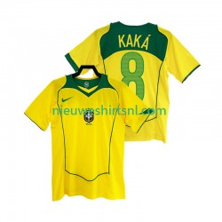 Brazilië Heren Shirt met Bedrukking KAKA 8 Retro Thuis 2004 Korte Mouw