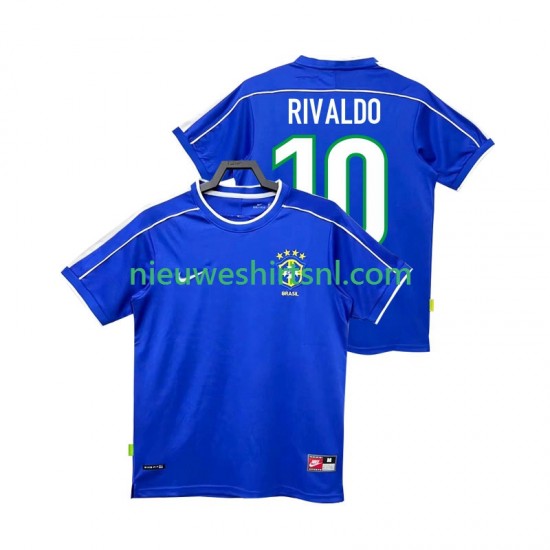 Brazilië Heren Shirt met Bedrukking RIVALDO 10 1998 Retro Uit Korte Mouw