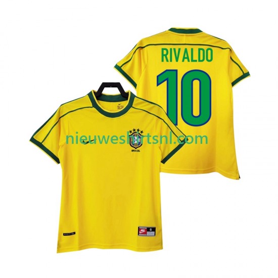 Brazilië Heren Shirt met Bedrukking RIVALDO 10 1998 Retro Thuis Korte Mouw