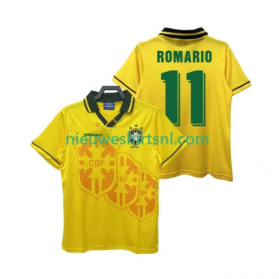 Brazilië Heren Shirt met Bedrukking ROMARIO 11 Retro Thuis 1994 Korte Mouw