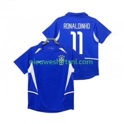 Brazilië Heren Shirt met Bedrukking RONALDINHO 11 Retro Uit 2002 Korte Mouw