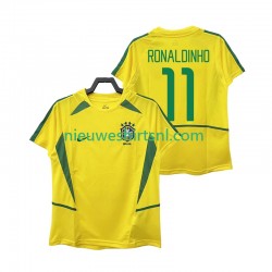 Brazilië Heren Shirt met Bedrukking RONALDINHO 11 Retro Thuis 2002 Korte Mouw