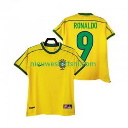 Brazilië Heren Shirt met Bedrukking RONALDO 9 1998 Retro Thuis Korte Mouw