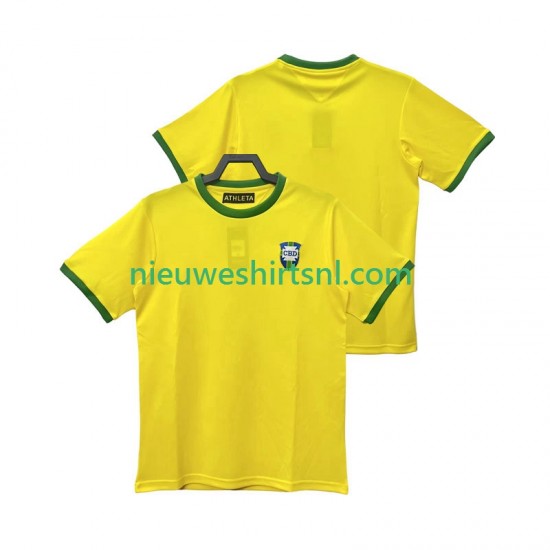 Brazilië Heren Shirt met Bedrukking 1970 Retro Thuis Korte Mouw