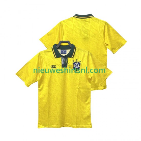 Brazilië Heren Shirt met Bedrukking 1991 1993 Retro Thuis Korte Mouw