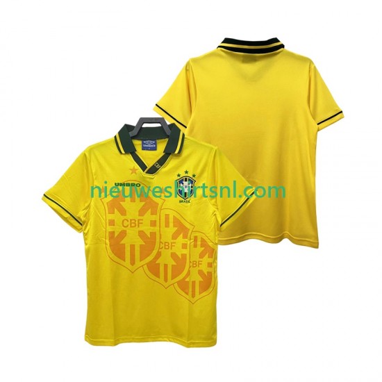 Brazilië Heren Shirt met Bedrukking Retro Thuis 1994 Korte Mouw