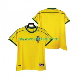 Brazilië Heren Shirt met Bedrukking 1998 Retro Thuis Korte Mouw