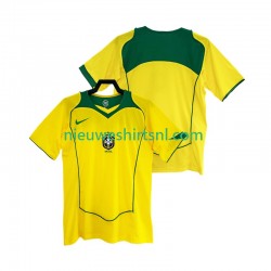 Brazilië Heren Shirt met Bedrukking Retro Thuis 2004 Korte Mouw