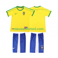 Brazilië Kind Shirt met Bedrukking 1998 Retro Thuis Korte Mouw