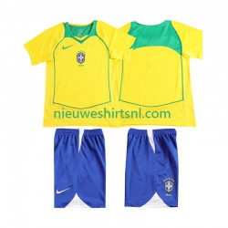 Brazilië Kind Shirt met Bedrukking Retro Thuis 2004 Korte Mouw