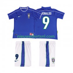 Brazilië Kind Shirt met Bedrukking Ronaldo 9 1998 Retro Uit Korte Mouw