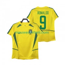 Brazilië Heren Shirt met Bedrukking Ronaldo 9 Retro Thuis 2002 Korte Mouw