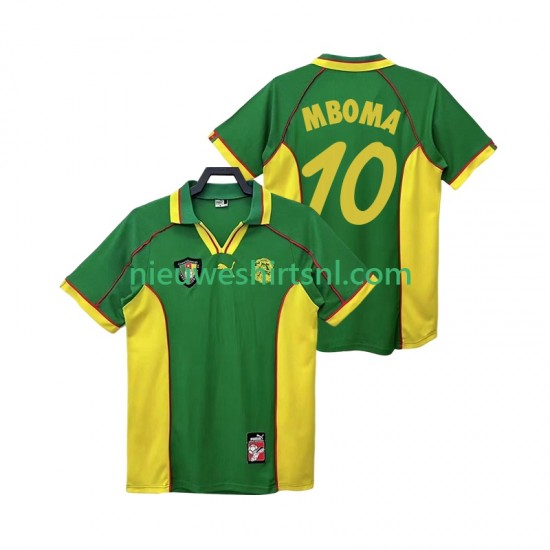 Kameroen Heren Shirt met Bedrukking MBOBA 10 1998 Retro Thuis Korte Mouw
