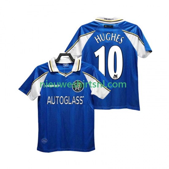 Chelsea Heren Shirt met Bedrukking HUGHES 10 1997 Retro Thuis 1999 Korte Mouw