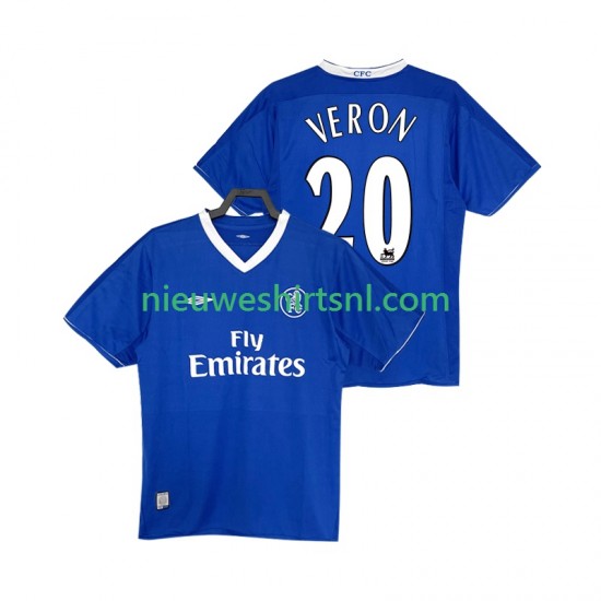 Chelsea Heren Shirt met Bedrukking VERON 20 2003 2005 Retro Thuis Korte Mouw