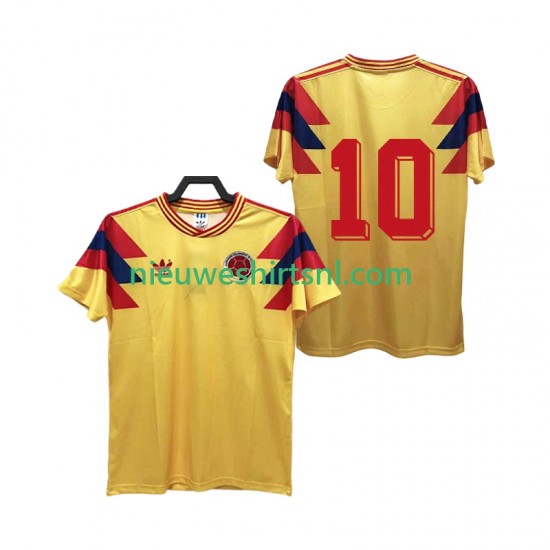 Colombia Heren Shirt met Bedrukking 10 1990 Retro Thuis Korte Mouw