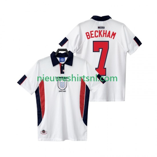 Engeland Heren Shirt met Bedrukking BECKHAM 7 1998 Retro Thuis Korte Mouw