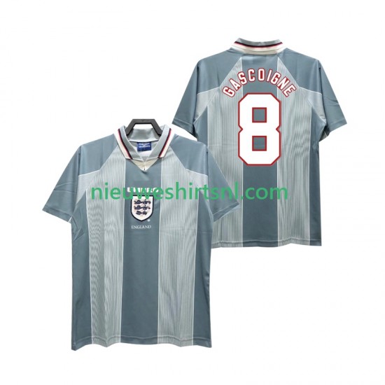 Engeland Heren Shirt met Bedrukking CASCOIGNE 8 1996 Retro Uit Korte Mouw