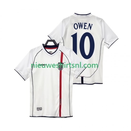 Engeland Heren Shirt met Bedrukking OWEN 10 Retro Thuis 2002 Korte Mouw