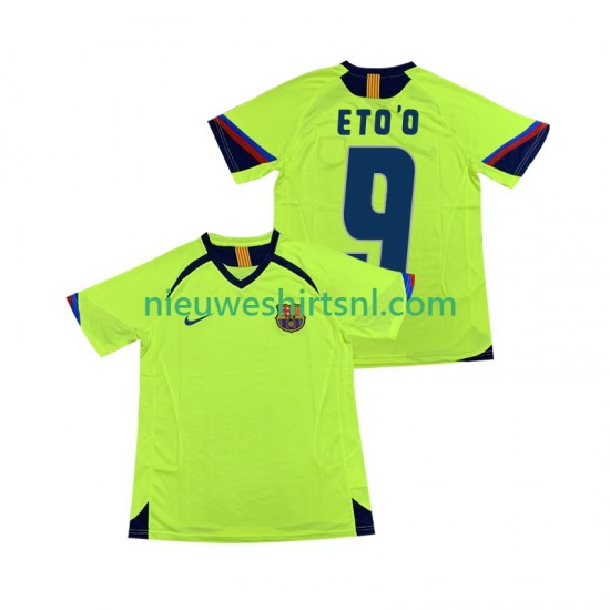 FC Barcelona Heren Shirt met Bedrukking ETOO 9 2005 Retro Uit 2006 Korte Mouw